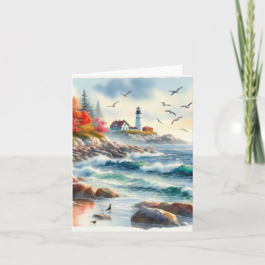 Serene Fall Watercolor Coastal Seascape Blank (Vorderseite)