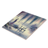 Serene Fantasy Lake mit Willow und Heron Fliese (Seite)