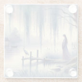 Serene Fantasy Lake mit Willow und Heron Glasuntersetzer (Rückseite)