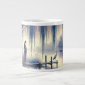 Serene Fantasy Lake mit Willow und Heron Jumbo-Tasse (Vorderseite)