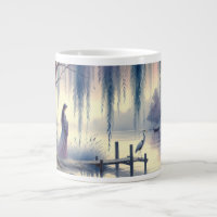 Serene Fantasy Lake mit Willow und Heron