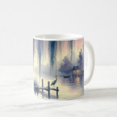 Serene Fantasy Lake mit Willow und Heron Kaffeetasse (VorderseiteRechts)