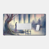 Serene Fantasy Lake mit Willow und Heron Schreibtischunterlage (Tastatur & Maus)