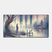 Serene Fantasy Lake mit Willow und Heron Schreibtischunterlage (Vorderseite)