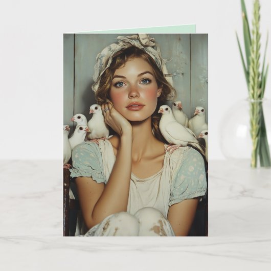 Serene Farm Maiden White Doves - Symbol des Friede Einladung (Vorderseite)