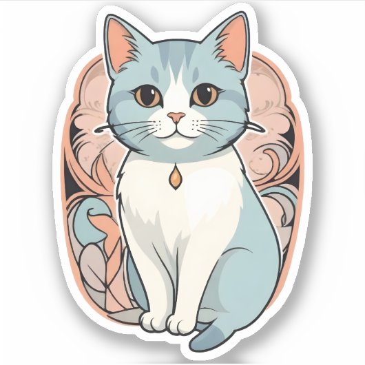 Serene Feline Charm Aufkleber (Vorderseite)
