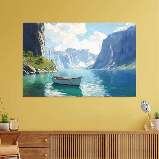 Serene Fjord mit Türmenden Klippen Leinwanddruck (Insitu (Wohnzimmer))