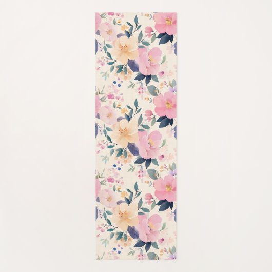 Serene Floral Pink Flow Elegant Calming Ästhetik Yogamatte (Vorderseite)