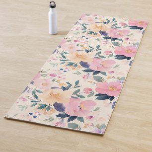 Serene Floral Pink Flow Elegant Calming Ästhetik Yogamatte