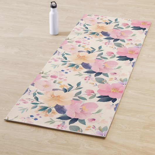 Serene Floral Pink Flow Elegant Calming Ästhetik Yogamatte (Beispiel)