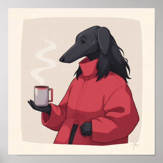 Serene Fluffy Pet Portrait - Modern Decor. Poster (Vorne)