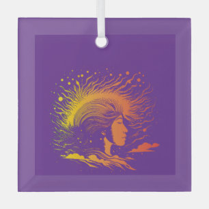 Serene Frauenprofil. Ornament Aus Glas