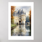 Serene French Castle Watercolor Poster | (Vorne)