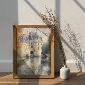 Serene French Castle Watercolor Poster |