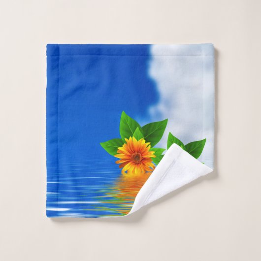Serene Friedlich Ocean Water Blume Cloud Art Scene Badhandtuch Set (Waschlappen)