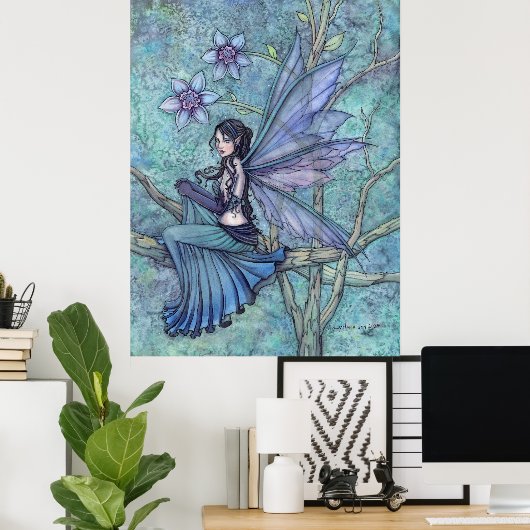 Serene Garden Faia Fantasy Fantastische Watercolor Poster (Heimbüro)