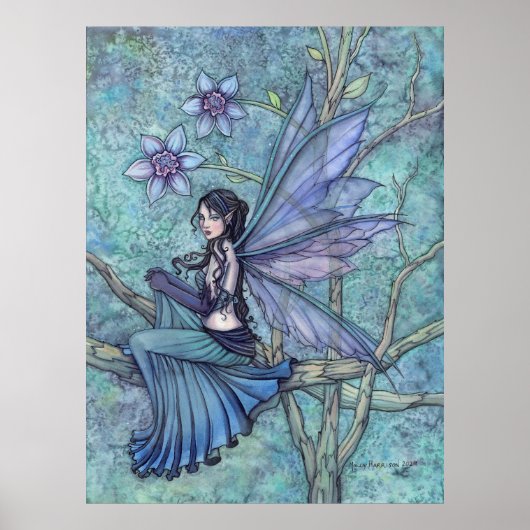 Serene Garden Faia Fantasy Fantastische Watercolor Poster (Vorne)