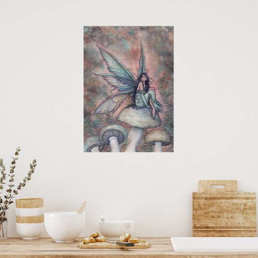 Serene Garden Faia Fantasy Fantastische Watercolor Poster (Küche)