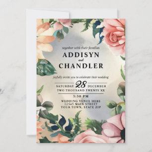 Serene Garden Wreath: Pastel Floral Elegante Einladung
