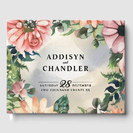 Serene Garden Wreath: Pastel Floral Elegante Gästebuch