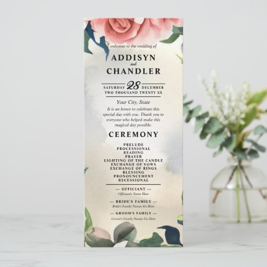 Serene Garden Wreath: Pastel Floral Elegante Programm (Stehend Vorderseite)