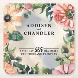 Serene Garden Wreath: Pastel Floral Elegante Rechteckiger Pappuntersetzer