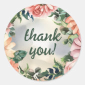 Serene Garden Wreath: Pastel Floral Elegante Runder Aufkleber (Vorderseite)