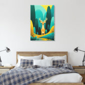 Serene Geometric Deer - Modernes Naturkunstwerk Leinwanddruck (Insitu (Schlafzimmer))