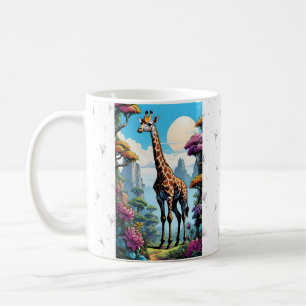 Serene Giraffe in einer lebendigen Fantasy Landsca Kaffeetasse