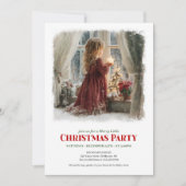 Serene girl awaits Santa editable Christmas invite Einladung (Vorderseite)
