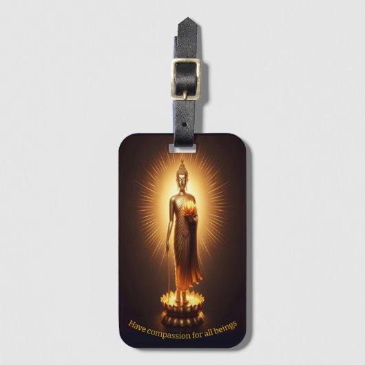 Serene Golden Buddha Weisheit, Gepäckanhänger (Vorderseite Vertikal)