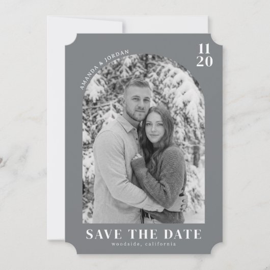 Serene Grau minimalistisches Foto Save The Date (Vorderseite)
