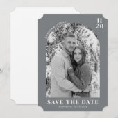 Serene Grau minimalistisches Foto Save The Date (Vorne/Hinten)