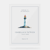 Serene Gray Watercolor Lighthouse Acrylschild (Vorderseite)