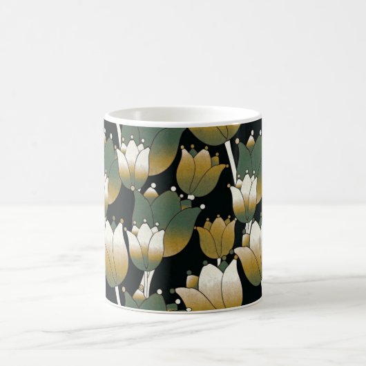 Serene Green Floral Elegance Kaffeetasse (Mittel)