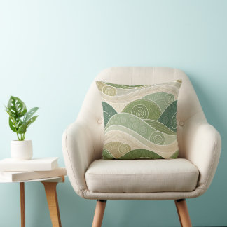 Serene Green Hills Abstract Art Pillow Kissen
