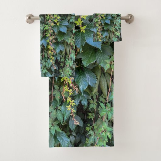 Serene Green Ivy Wall Hanging Vines Pflanze Blätte Badhandtuch Set (Insitu)