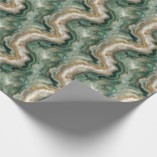 Serene Green Marble Waves Geschenkpapier (Ecke)