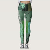 Serene Green Mixed Mood Meditation Yoga Art Leggings (Vorderseite)
