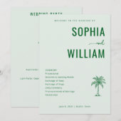 Serene Green Palm Tree Wedding Ceremony Programm (Vorne/Hinten)