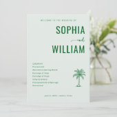 Serene Green Palm Tree Wedding Ceremony Programm (Stehend Vorderseite)