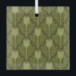 Serene Green Plant Motif for Modern Decor Ornament Aus Glas<br><div class="desc">Seamless pattern of stylized green plants resembling thistles,  with intricate leaf designs,  set against a dark olive background. Symmetrical and calm.</div>