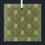 Serene Green Plant Motif for Modern Decor Ornament Aus Glas<br><div class="desc">Seamless pattern of stylized green plants resembling thistles,  with intricate leaf designs,  set against a dark olive background. Symmetrical and calm.</div>
