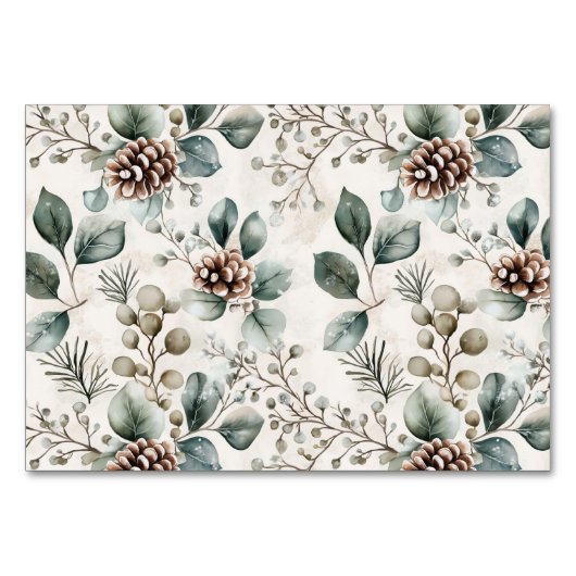 Serene Green Rustic Botanical Border Tischnummer (Rückseite)