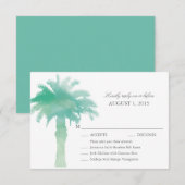 Serene Green Watercolor Palm Tree Wedding RSVP Karte (Vorne/Hinten)