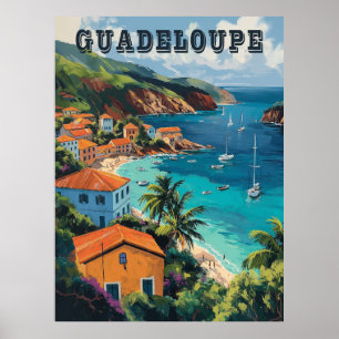 Serene Guadeloupe Watercolor Island Poster