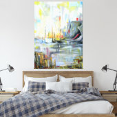 Serene Harbor Scene: Abstract Painting wall art Leinwanddruck (Insitu (Schlafzimmer))