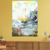 Serene Harbor Scene: Abstract Painting wall art Leinwanddruck (Insitu (Wohnzimmer))