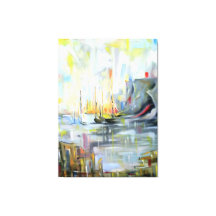 Serene Harbor Scene: Abstract  Painting wall art