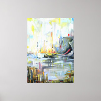 Serene Harbor Scene: Abstract Painting wall art Leinwanddruck